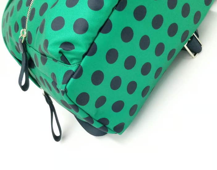 Kate Spade Chelsea Green and Navy Polka Dot Nylon Zipper Top