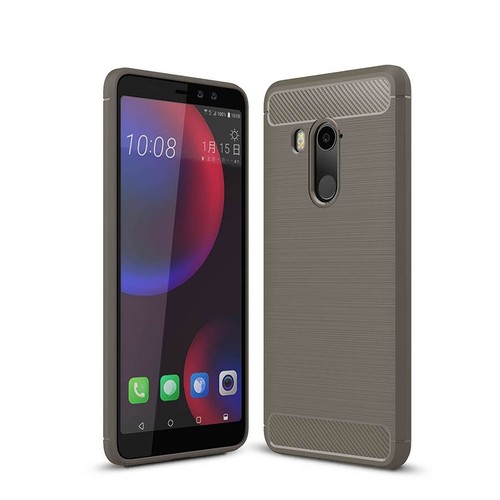 Etui Komórka Ochrona do HTC U11 Eyes Case Cover Bumper Wygląd włókna węglowego Etui TPU Szary - Zdjęcie 2 z 7