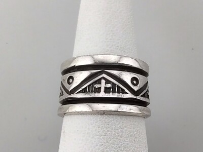 #ad #ad Vintage Navajo Troy Laner Sterling Silver Wide Band Ring Sz 5¾ $145.00