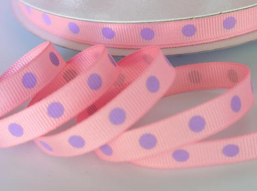 50 yards Single Polka Dot 3/8" Grosgrain Ribbon/FREE Ship USA Seller R134-Roll - Picture 4 of 20