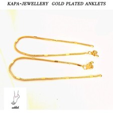 NEW 22CT GOLD PLATED LEAF ARRIVAL INDIAN PAKISTANI PAIR OF ANKLET PAYAL CHAIN UK