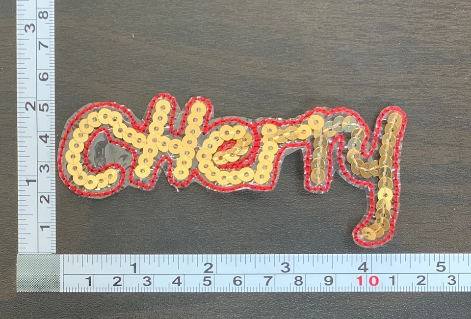 CHERRY Gold And Red Sequin Sew On Patch - Image 3 of 3