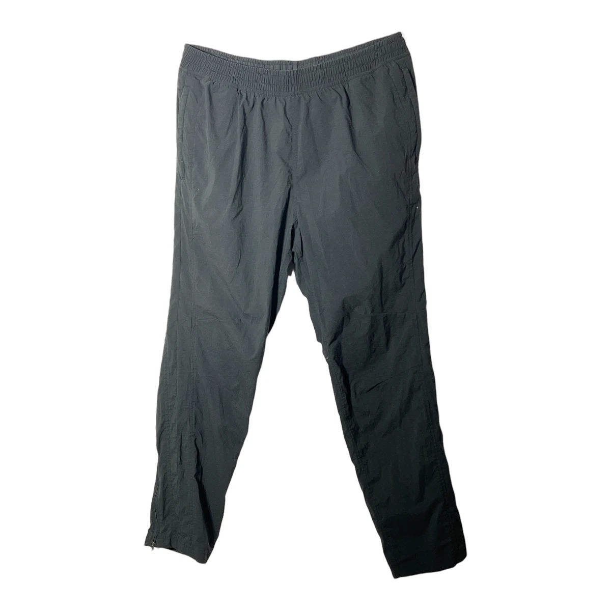 Lands End Mens pull on active black green windbreaker pants size