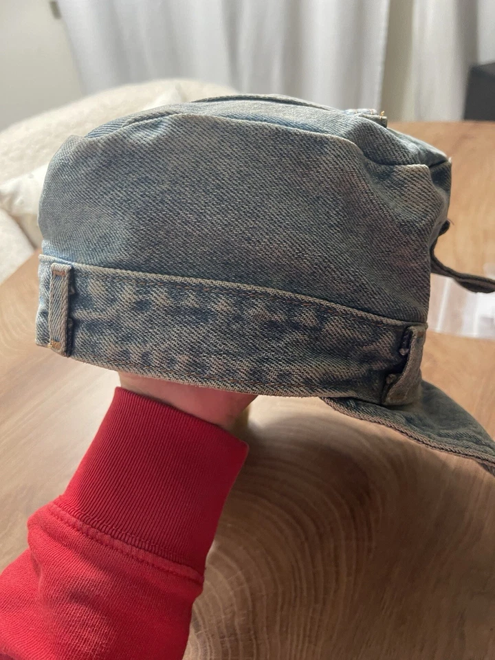 De Colección Robo Gorra Denim Motociclista Sombrero Azul Detalle Ajustable Les Industries Único 90S Foto 2 de 4