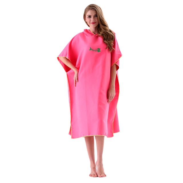Women Beach Bath Surf Poncho Robe With Hood Changing Towel Quick Drying