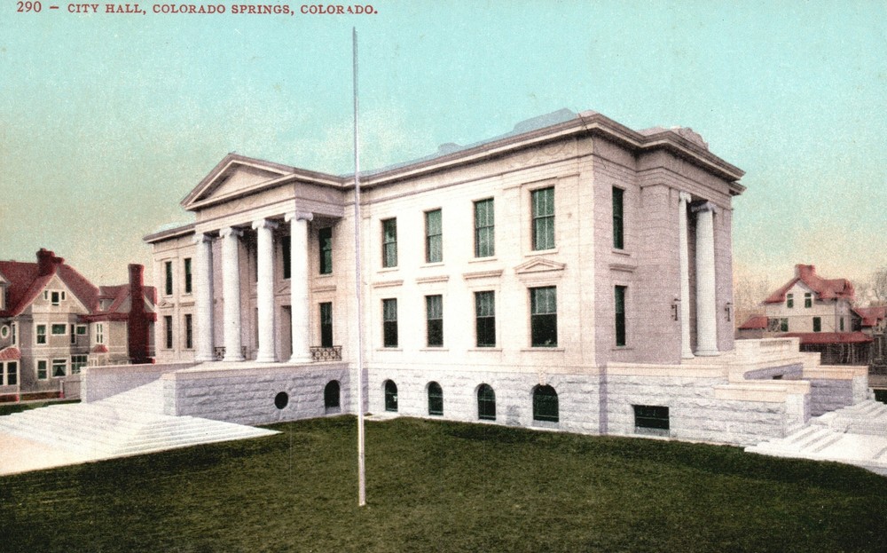 Vintage Postcard City Hall Government Building Colorado Spring Colorado Colorado