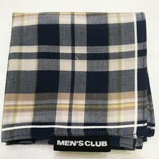 PLAID  CHECKED CLASSIC ART MEN BLUE VTG HANDKERCHIEF COTTON 18" POCKET SQUARE