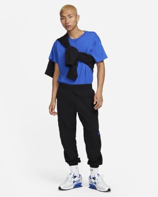 Mens Nike Air Max Woven Cuffed Cargo Utility Pants Trousers Black