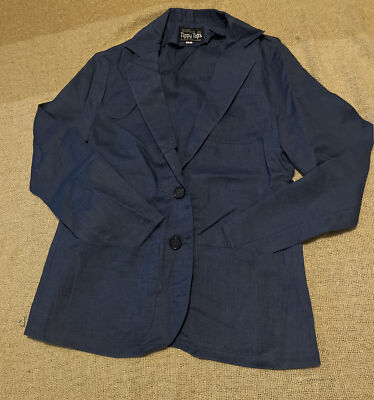 Vintage 80s Tippy Tops Juniors Sz9 2Button Blazer Retro Blue Gray Linen Blend
