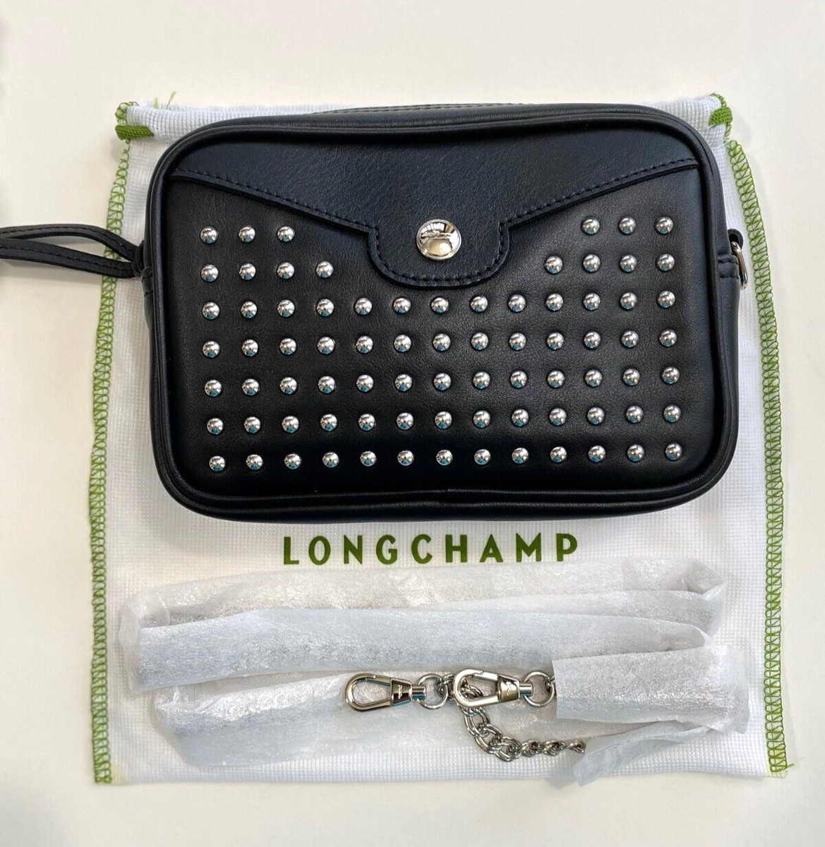 BNWT Longchamp Mademoiselle Rock Studded Leather Crossbody Camera 
