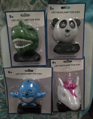 4 For 13! LED Headlamp for Kids Dinousour -5+- Batteries not included.