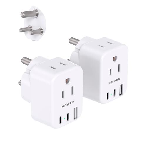 US to India Plug Adapter, Type D Plug Adapter with 2 Type D India
