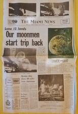 Vintage The Miami News July 21, 1969- Our Moonmen Start Trip Back Intact Section
