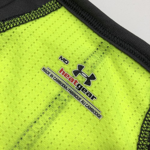 Under Armour Heargear Fitted T-Shirt Gray Yellow Vented Men’s Medium M - Picture 4 of 5