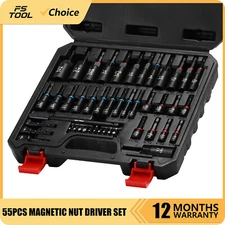 55PCS Magnetic Nut Driver Metric & SAE Magnetic Impact Drill Driver Bit Deep set