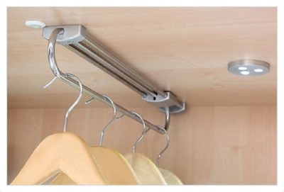 Appendiabiti Estraibile Per Armadio - Barra Scorrevole 25cm, Acciaio, Salvaspazio