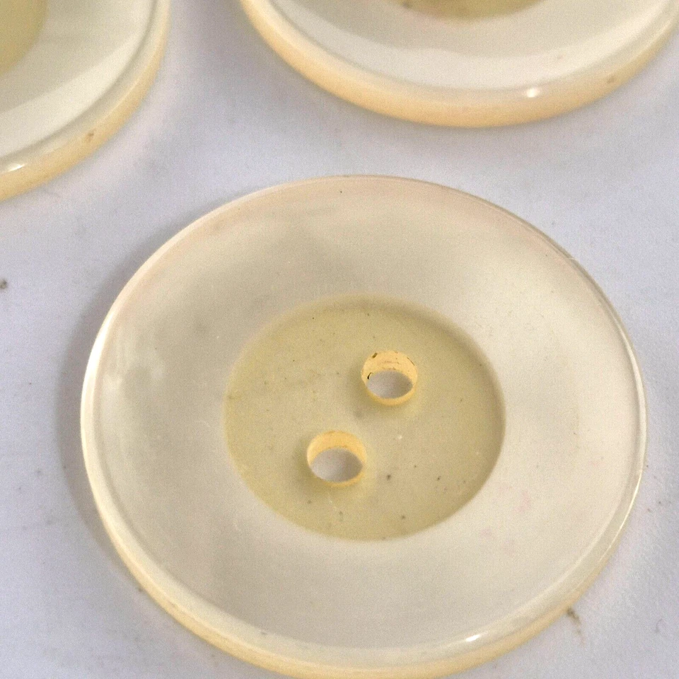 Vintage White Large Two Hole Flat Buttons Set of 5 1960's 2.8cm - Image 3 of 4
