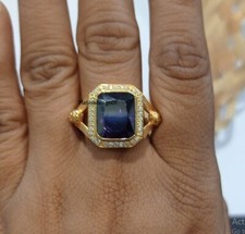 3.5ct Emerald Cut Simulated Amethyst Men's Cluster Statement Ring 925 Silver