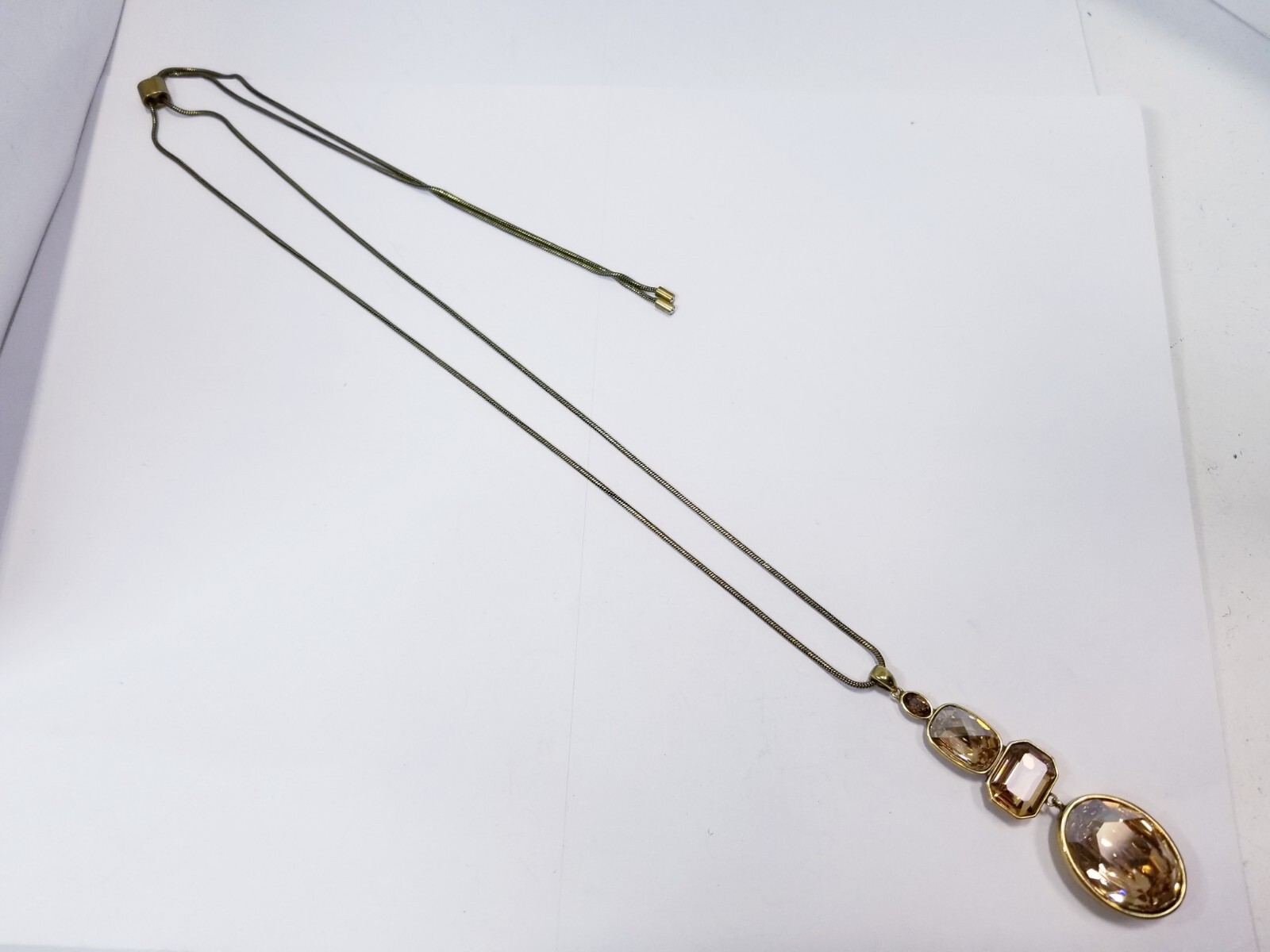 Touchstone Gold Tone Crystal Adjustable Necklace - image 2