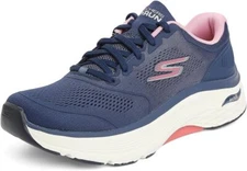 Women's SKECHERS 128923/NVPK MAX CUSHIONING ARCH FIT  Navy/Pink 100% Authentic