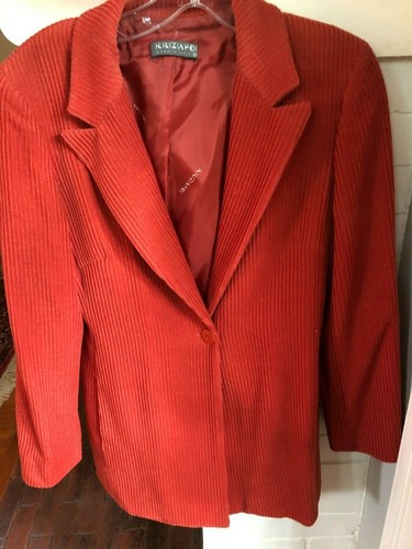 Krizia Vintage Un botón Blazer pana de terciopelo talla 40 Gran Color  Naranja Oscuro | eBay