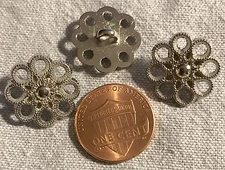 Lot of 3 Shiny Silver Tone Metal Pierced Buttons Just Over 5/8" 16.5mm # 8396