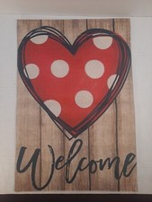 NEW Home  Garden 1pc Double Sided Valentines Welcome Heart Garden Flag 12x18
