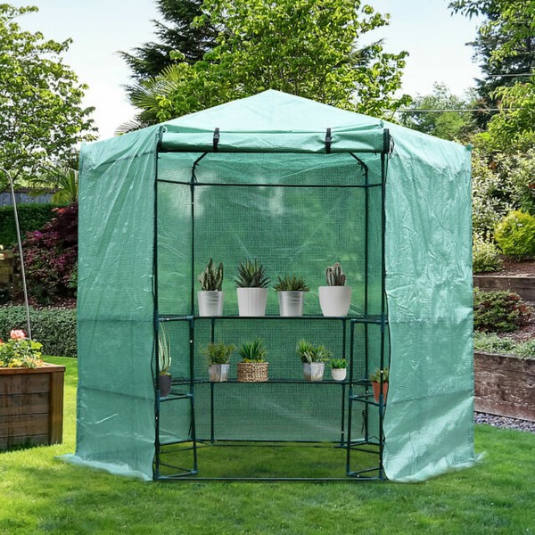 Outsunny Outdoor Portable Hexagonal Greenhouse Kit for Plants Green for sale online eBay