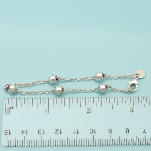 Tiffany & Co. Barrel Bead Station Chain Bracelet 7.2" Sterling Silver 925 - Picture 10 of 10