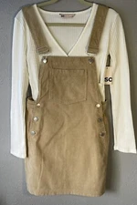 Angel Kiss corduroy Overall Used Tan,So Good For Life White New, Size M, Juniors