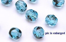 50 Teal / Black Czech Glass Fire Polished Faceted Beads 6MM