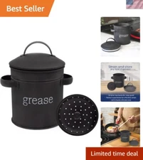 Versatile Round Enamel Grease Keeper with Strainer - Essential Kitchen Storage