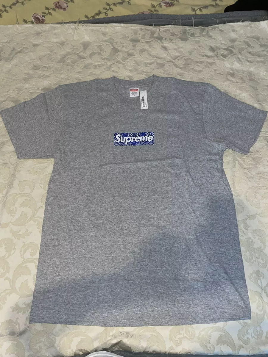 Supreme Bandana Box Logo Tee Heather Gray FW19 Size Medium | eBay