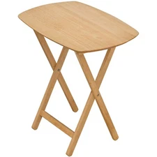 eHemco Oversized Hardwood Folding TV Tray Table, 25.5", Natural -1 Piece (1837)