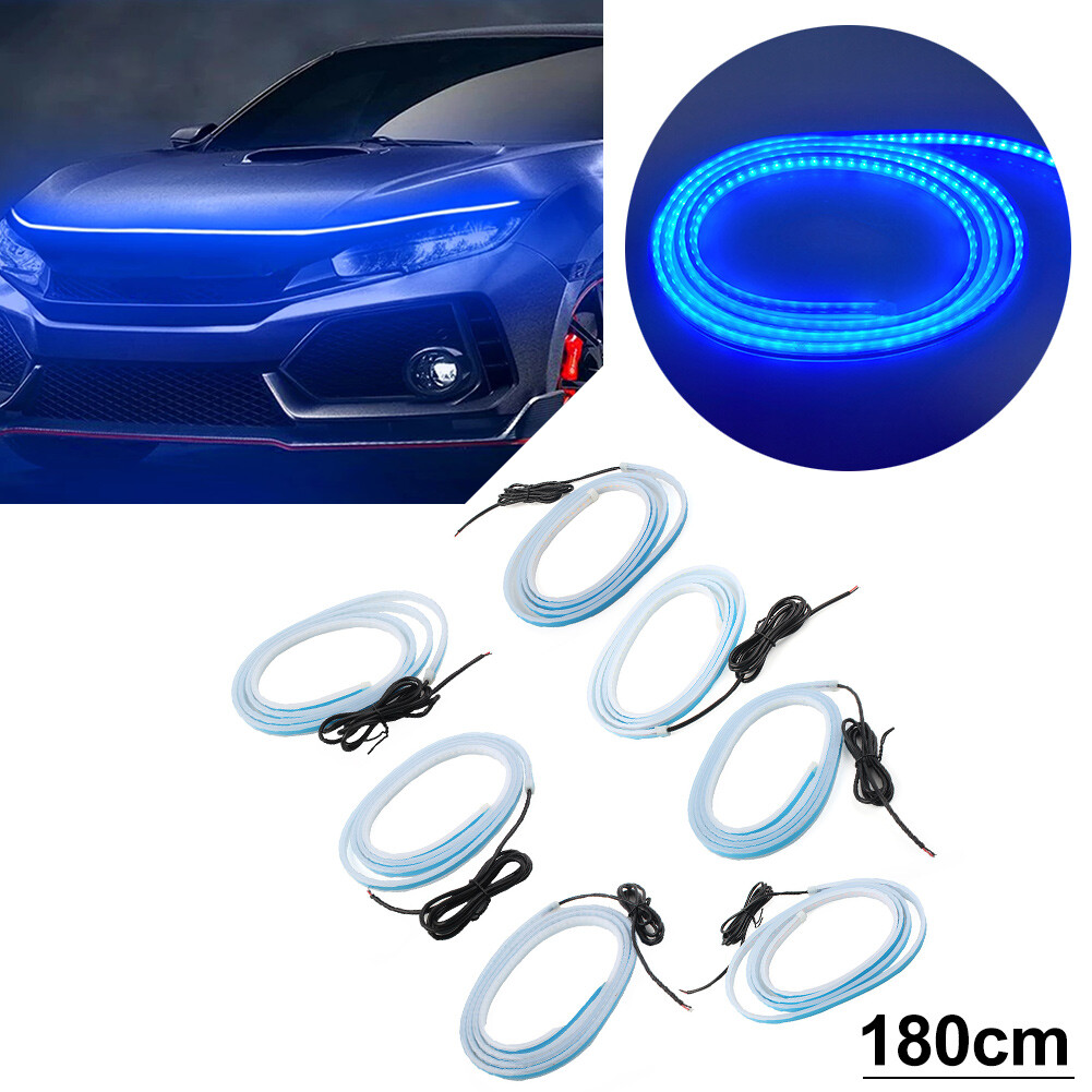 US 180CM Car Hood  Daytime Running Light Strip Flexible Car Atmosphere Lamps