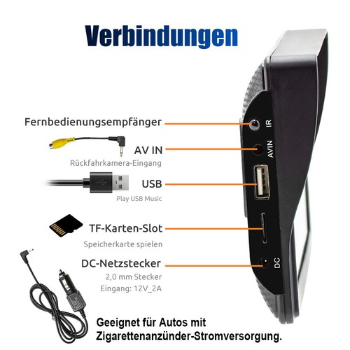 ESSGOO 7'' Autoradio Wireless Carplay & Android Auto Bluetooth USB TF +Kamera - Bild 15 von 15