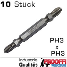 10 x Profi Doppel Bits Kreuz PH3 x PH3 65mm Beidseitig Für Akkuschrauber YT-7882
