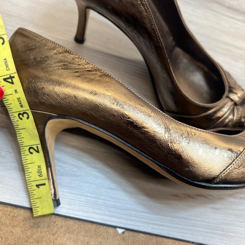 Versani Leather Pump Women’s Size 9.5B Bronze Pointed Toe Italian Made - Picture 10 of 11
