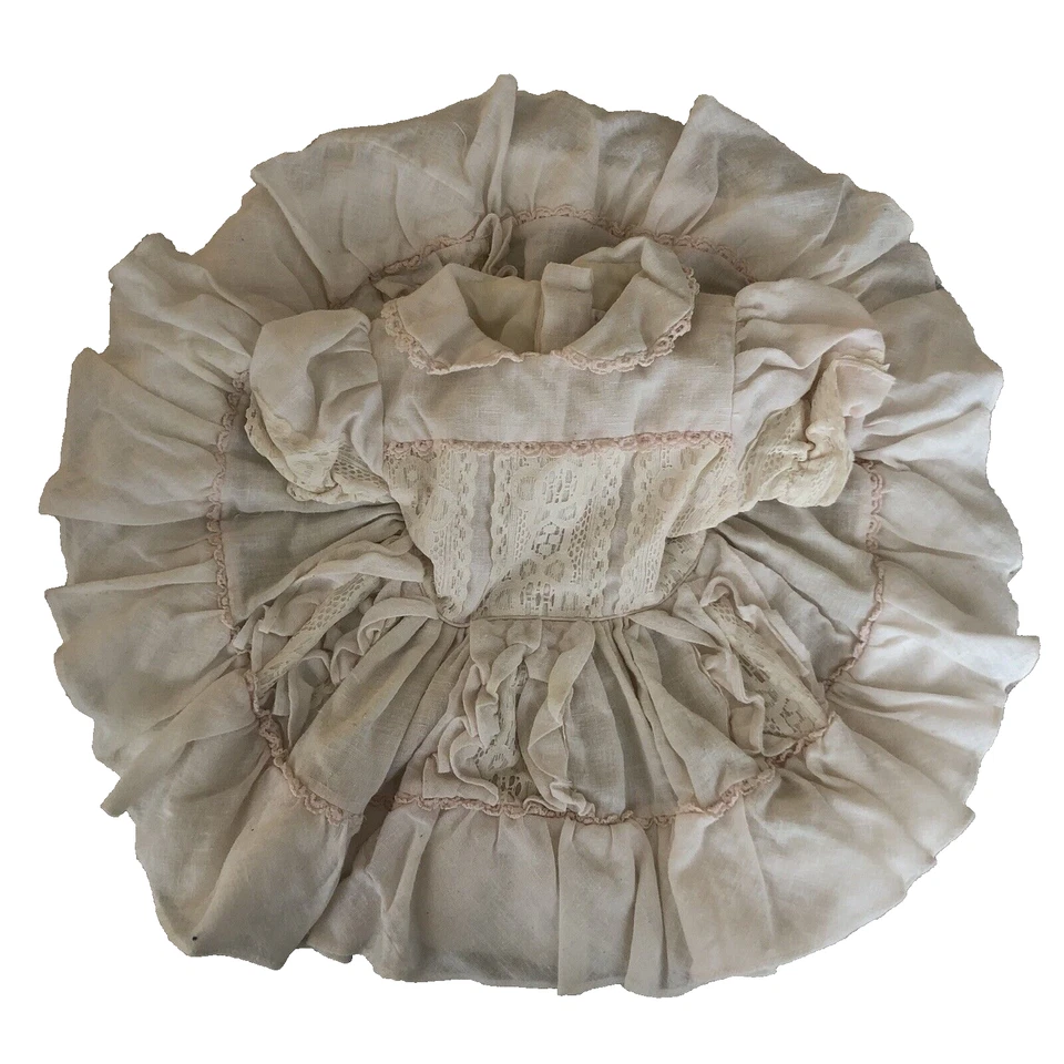Marthas Miniatures Dress Fussy T2 White Pink Lace Ruffles Circle Skirt Vintage  - Image 2 of 4