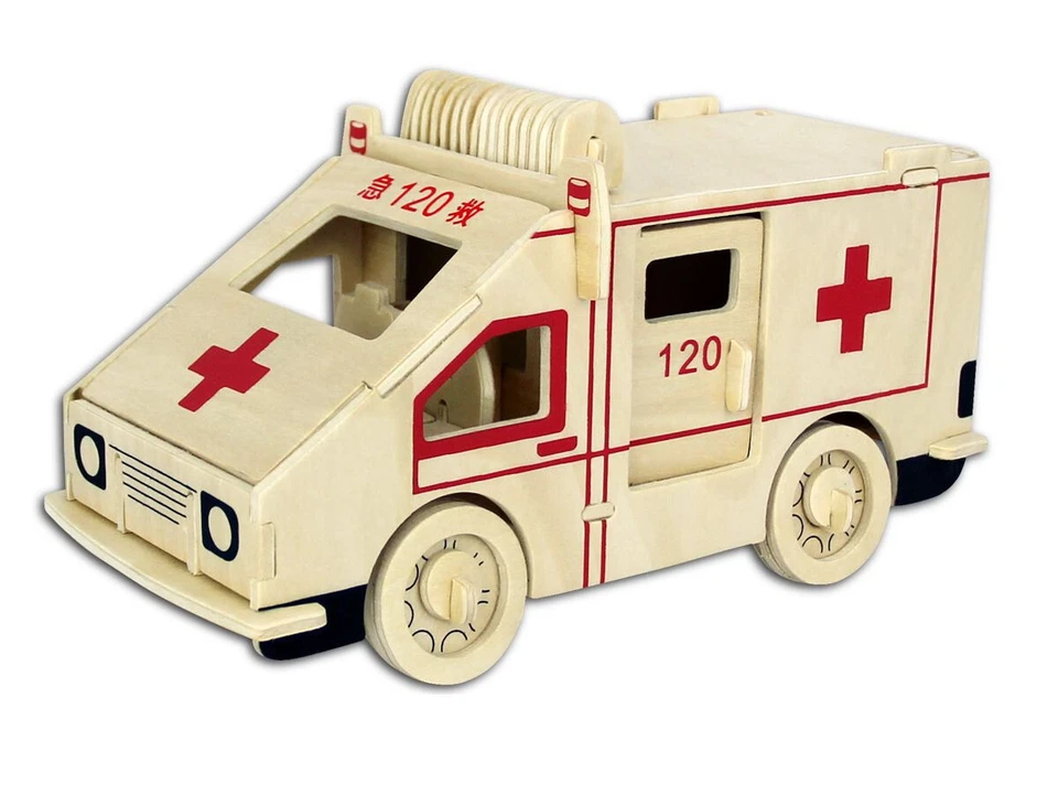 AXTOM Krankenwagen - 3D Holzbausatz Holzpuzzle Modellbausatz Puzzle Holz Modell Bauen