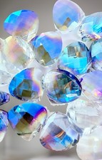 Faceted Glass Flat Teardrop Beads 12mm Qty:22