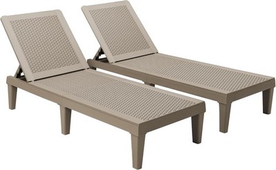 Outdoor Chaise Lounge Chair Set of 2 for Outside Pool Patio, Adjustable