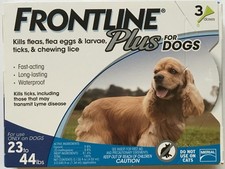 Frontline Plus For Dogs 23-44 Lbs Blue 3 doses Authentic Vet Channel box