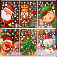 9 Sheets 200 Pcs Christmas Window Stickers Xmas Decals for Glass Snowflake Sa...