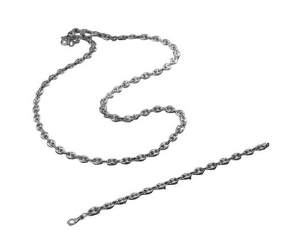Seekette aus 925 Silber - Robuste Herrenkette 4mm | Set Halskette + Brac