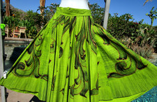 Vintage 1950s handpainted Mexican circle skirt pockets 30" W 29" L cotton unique