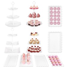Mwellewm 10Pcs Cupcake Stand,Dessert Table Display Set, 4 White 3 Tired Cake ...