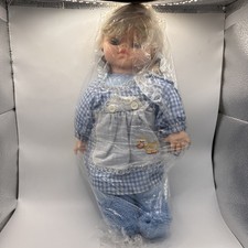 Vintage 15 Soft Body Baby Doll Blonde Hair Blue Gingham Dress