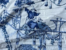Rare WAVERLY Vintage FAR PAVILIONS CURTAIN VALANCE Blue White CHINOISERIE 102x11