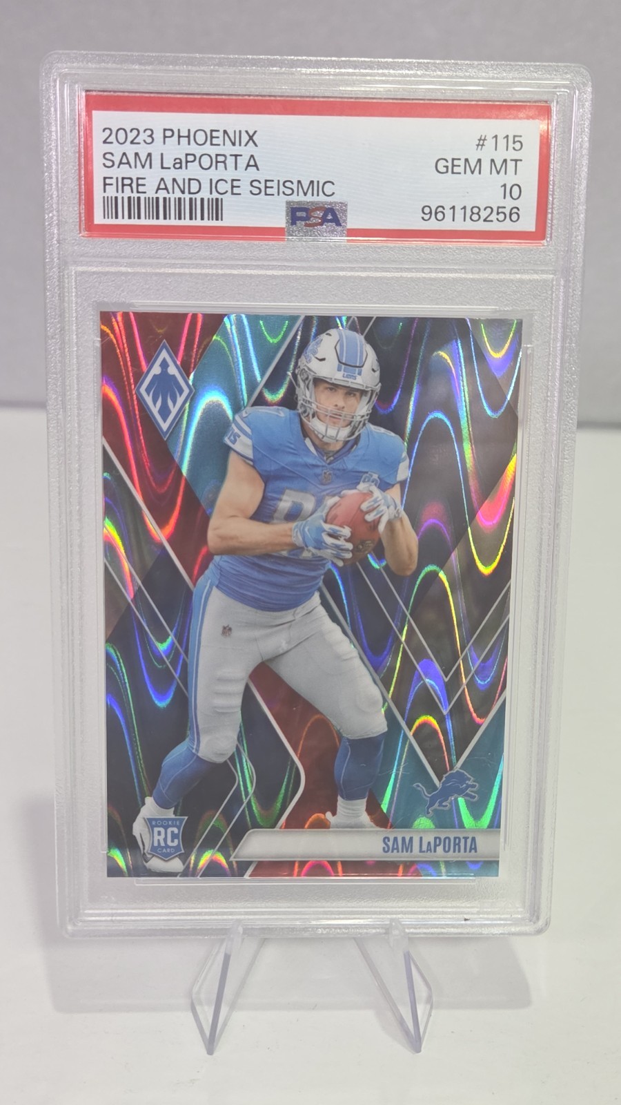 2023 Panini Phoenix - PSA 10 Rookie Sam LaPorta #115 Fire & Ice Seismic /50 (RC)